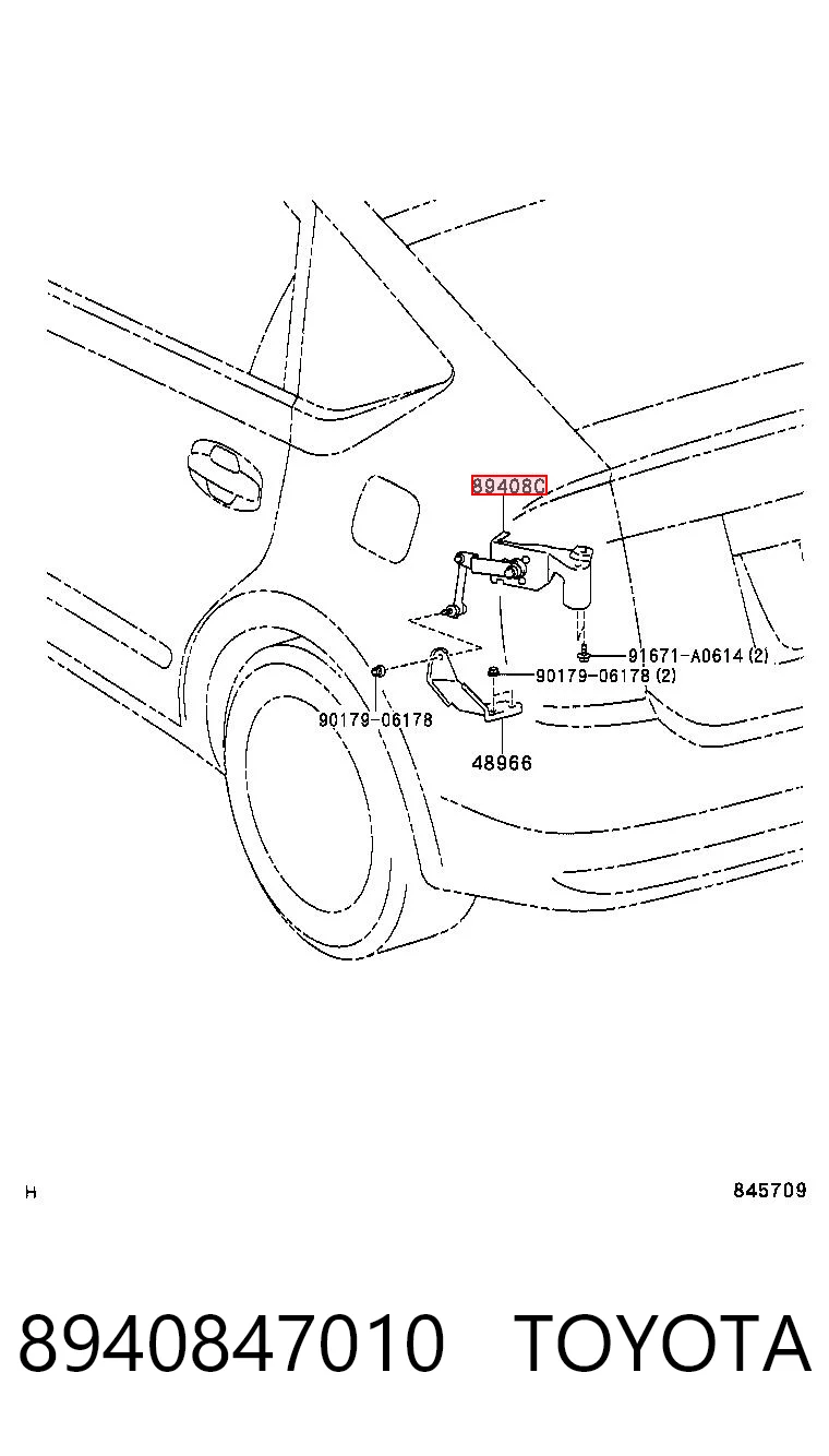 8940847010 Toyota Датчик уровня положения кузова задний левый