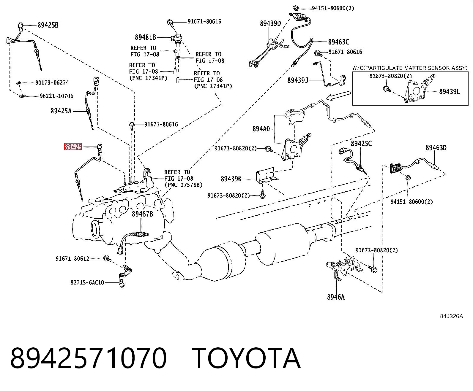 8942571070 Toyota Датчик температуры отработавших газов (ОГ), перед сажевым фильтром