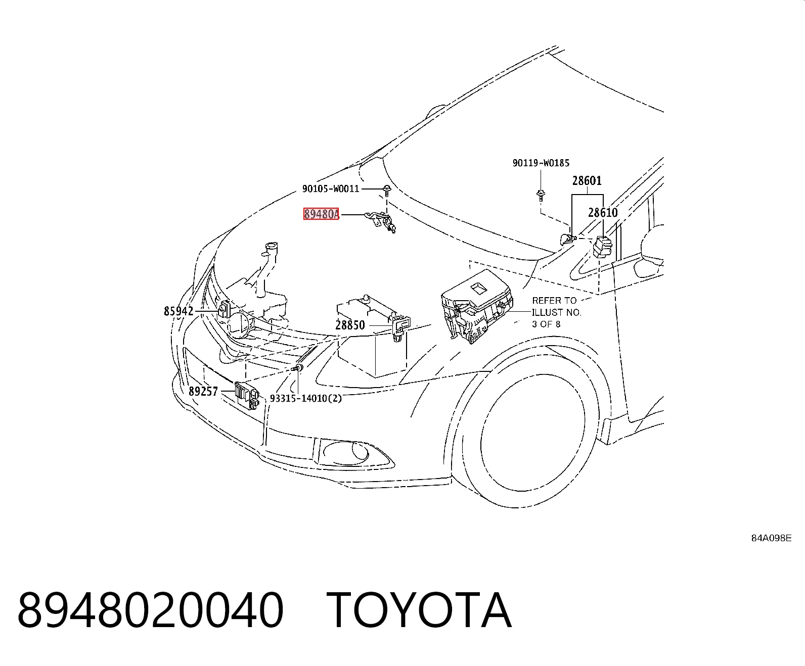 8948020040 Toyota Датчик давления выхлопных газов