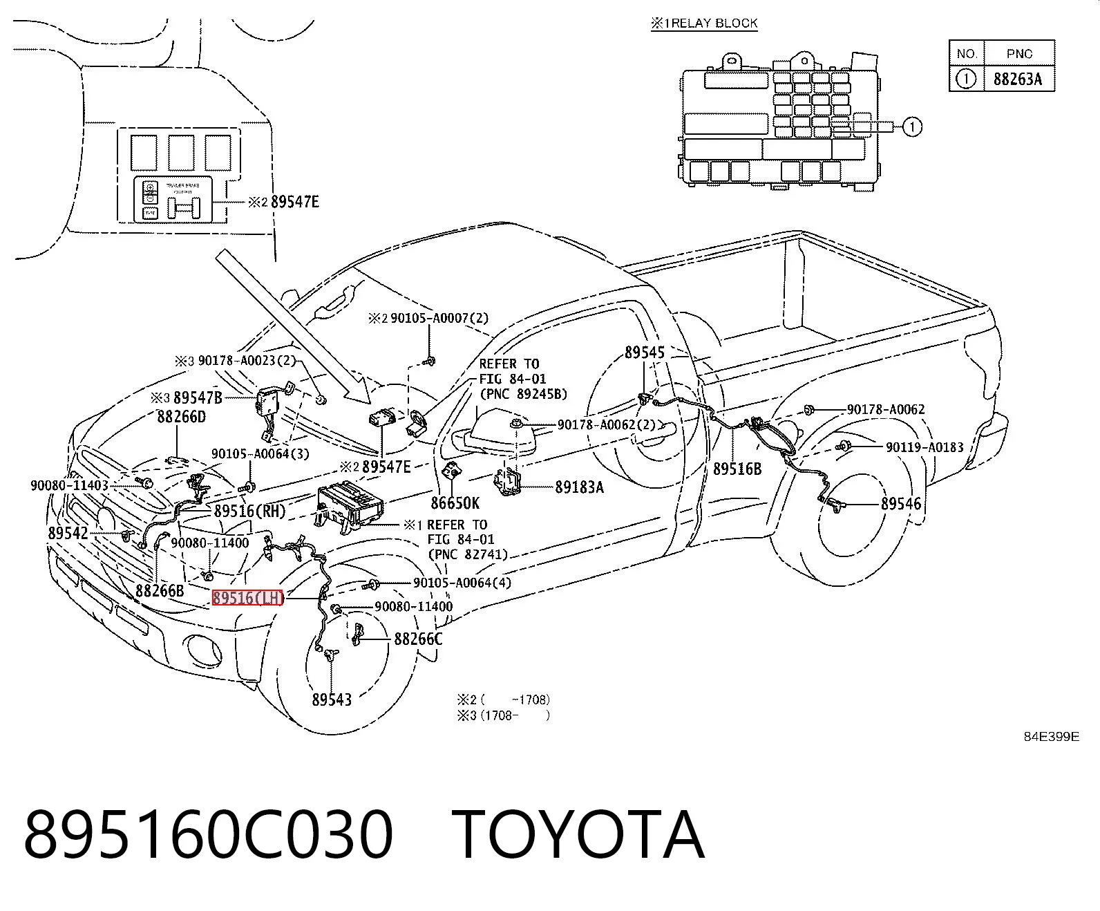 895160C030 Toyota Провод датчика АБС передний правый