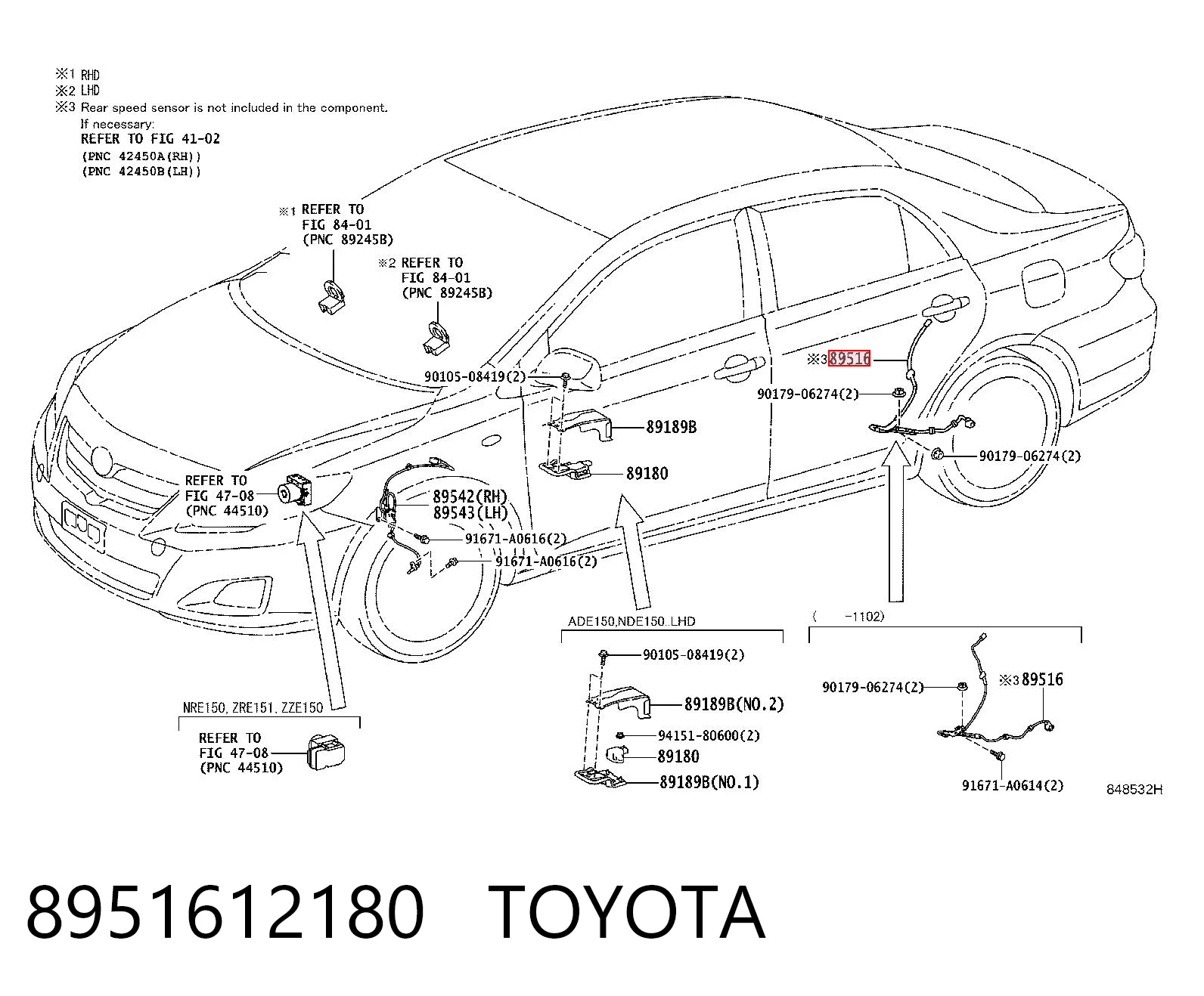 8951612180 Toyota Провод датчика АБС задний правый