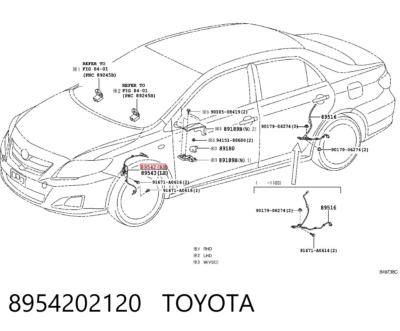 8954202120 Toyota Датчик ABS передний правый