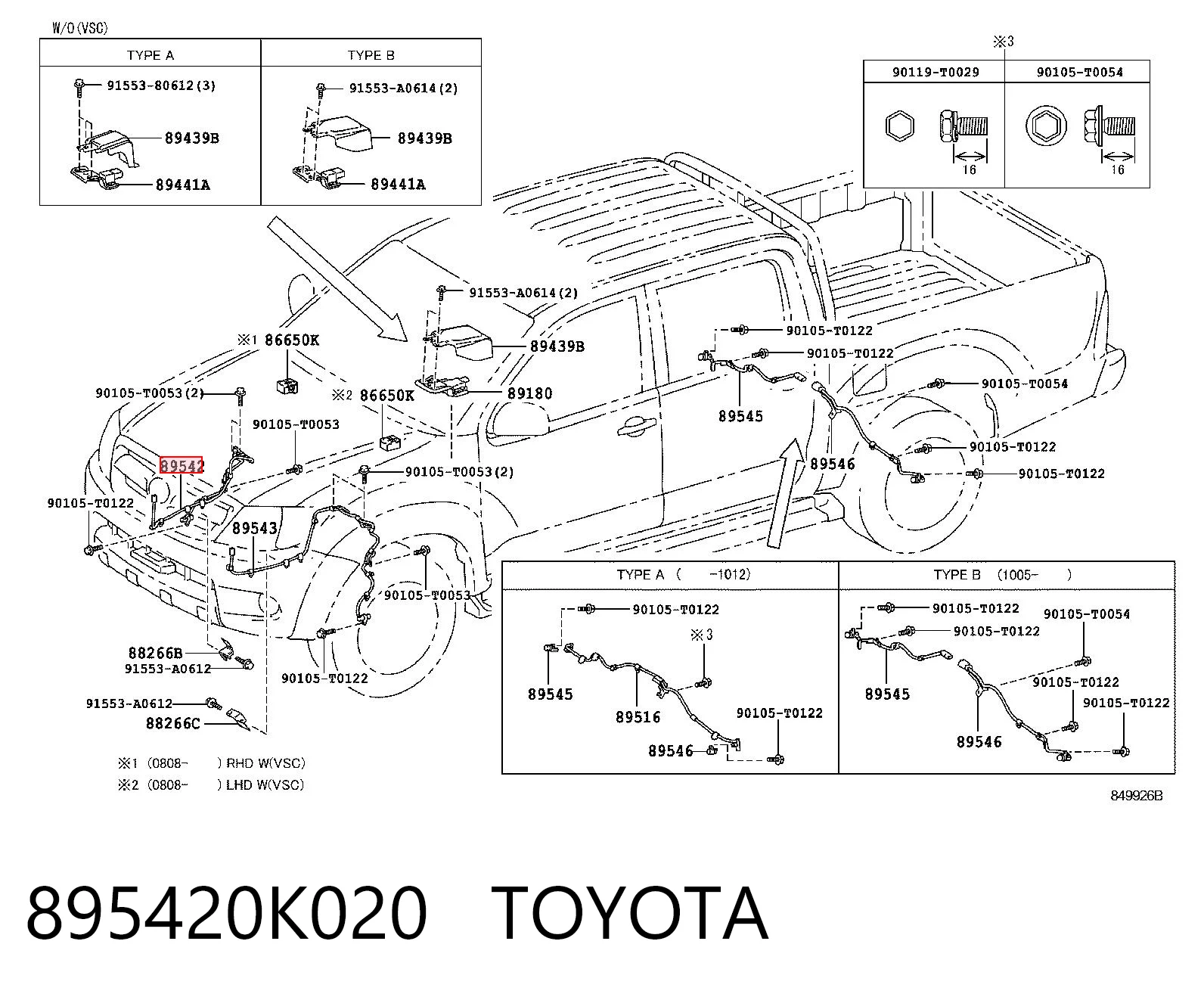 895420K020 Toyota Датчик ABS передний правый
