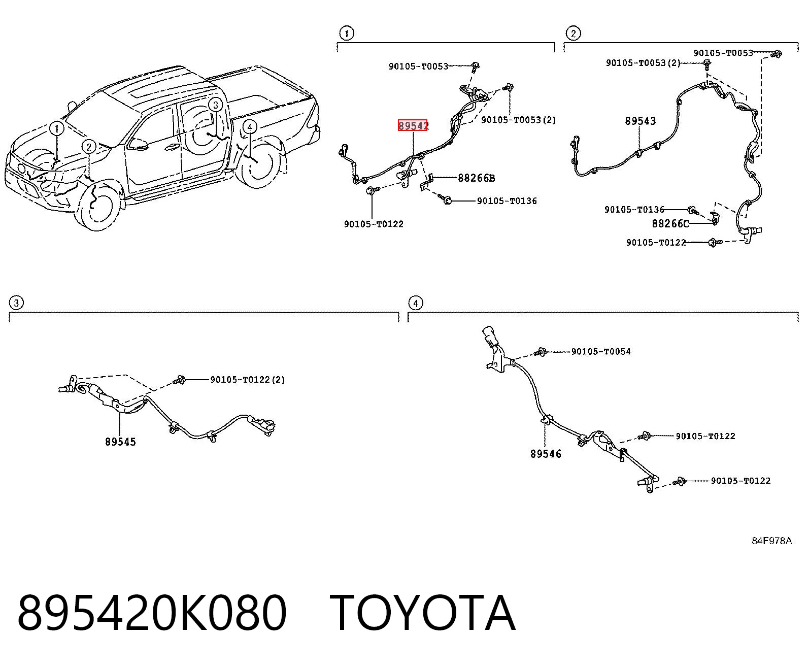 895420K080 Toyota Датчик ABS передний правый