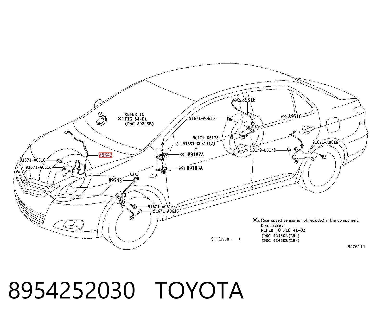 8954252030 Toyota Датчик ABS передний правый