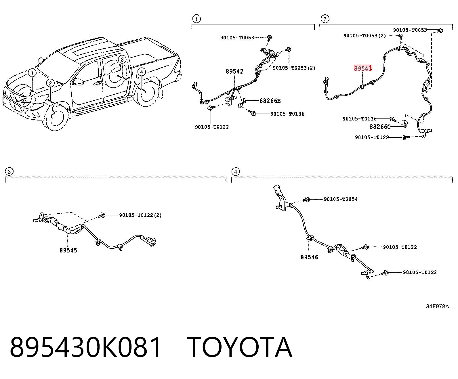 895430K081 Toyota Сенсор АБС