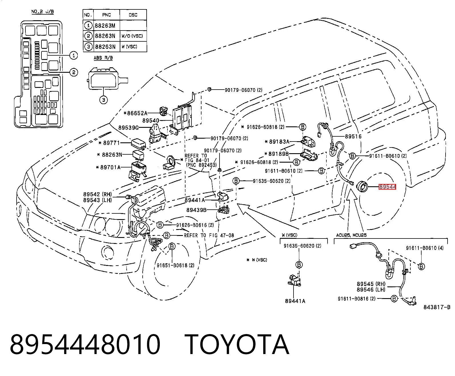 8954448010 Toyota Датчик АБС (ABS) задний