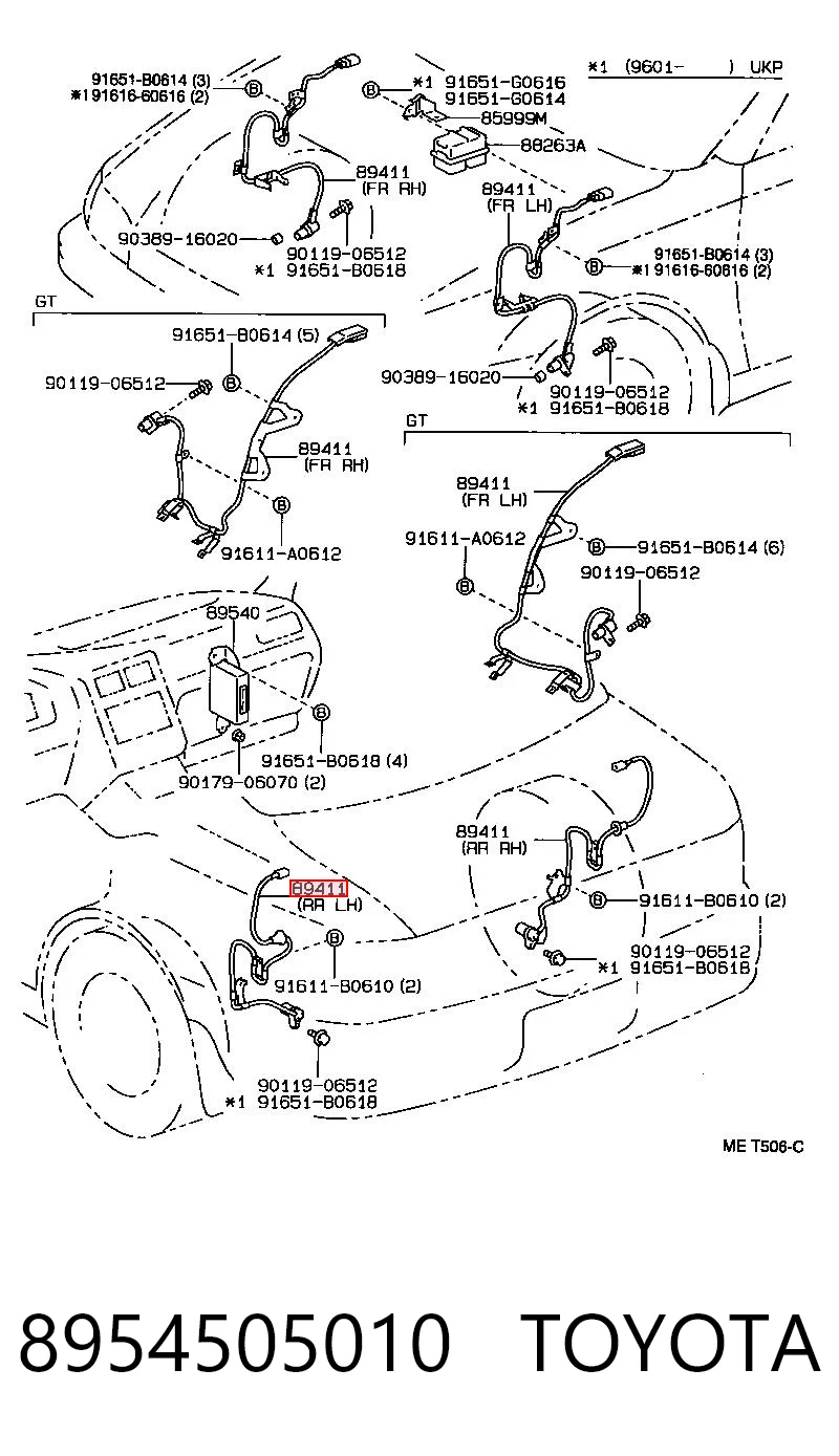 8954505010 Toyota Датчик АБС (ABS) задний, правый