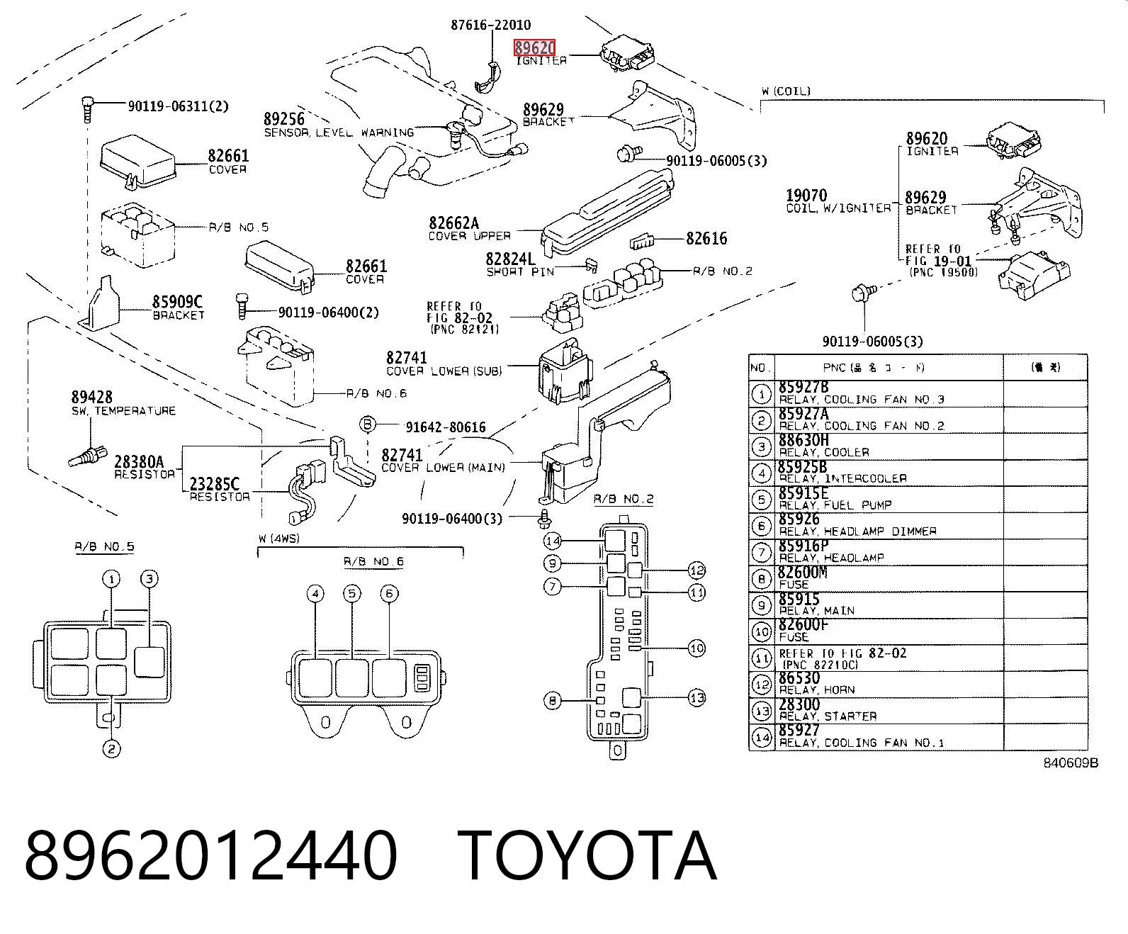 8962012440 Toyota Коммутатор системы зажигания