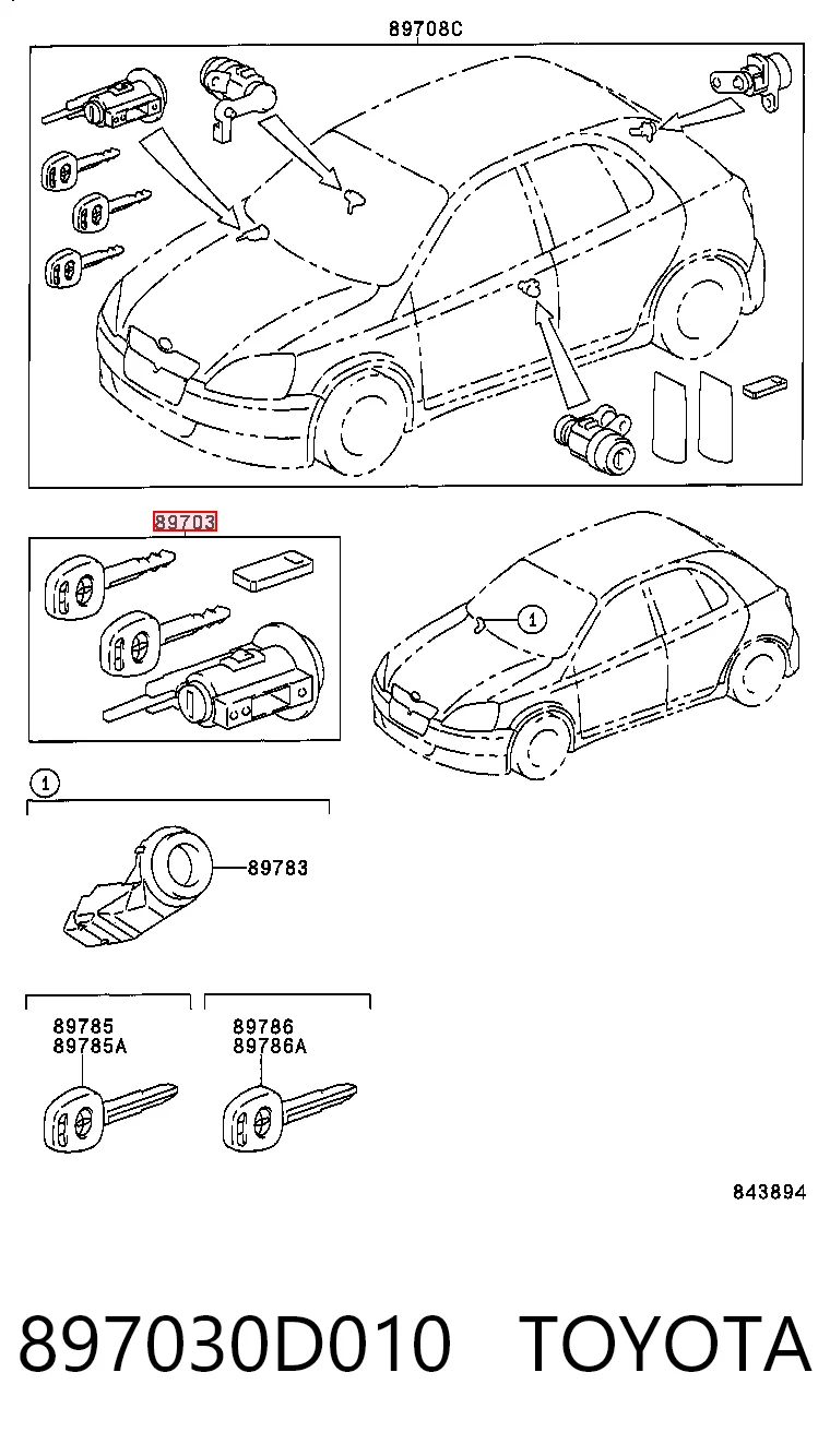 Замок зажигания Toyota Yaris P10