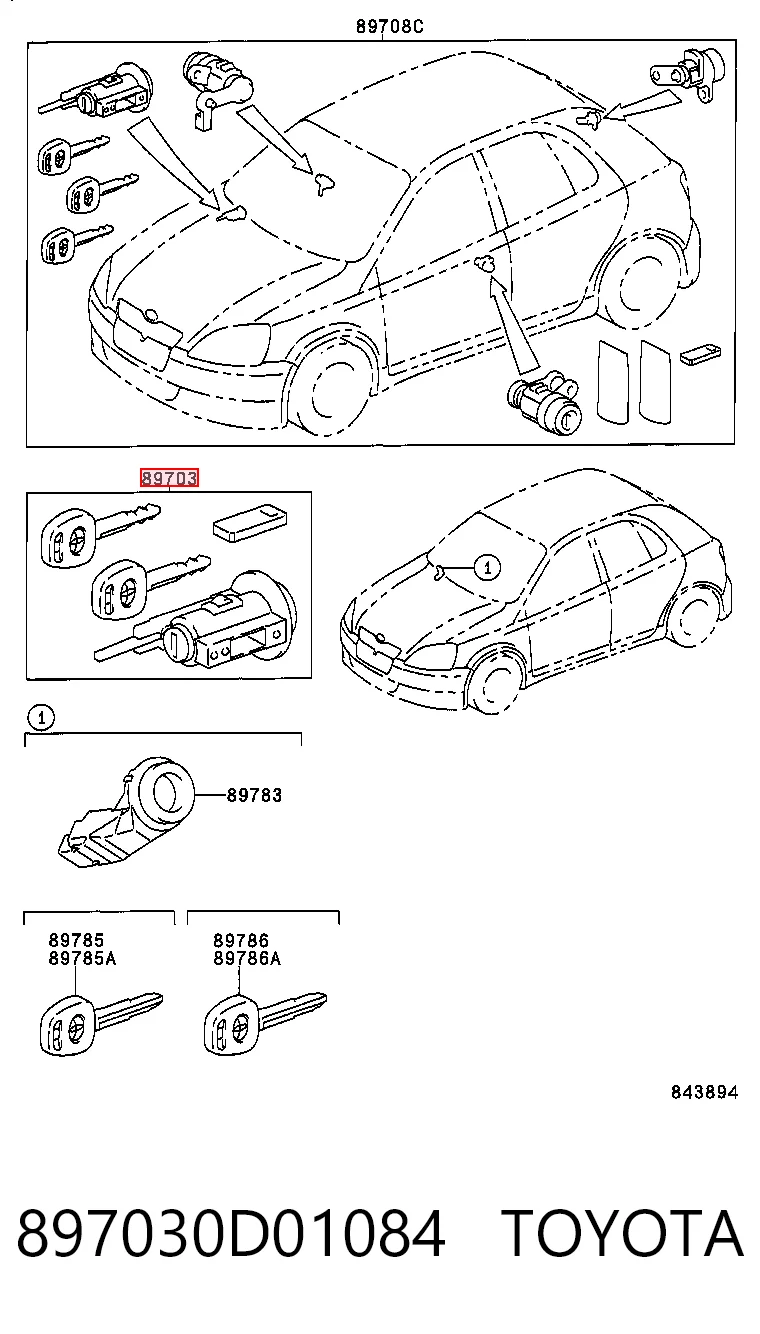 Замок зажигания Toyota Yaris P10