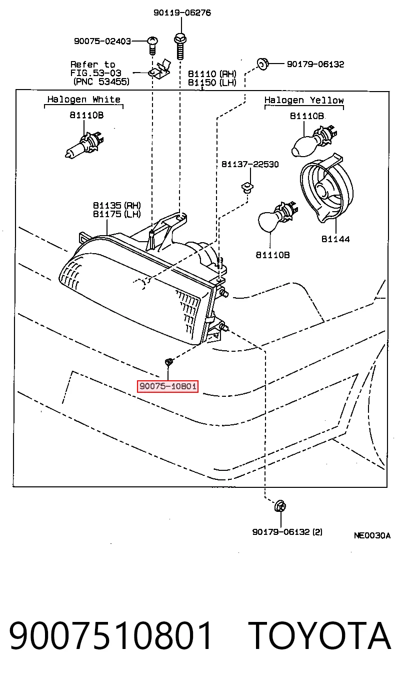 9007510801 Toyota Клип крепления подкрылка переднего крыла