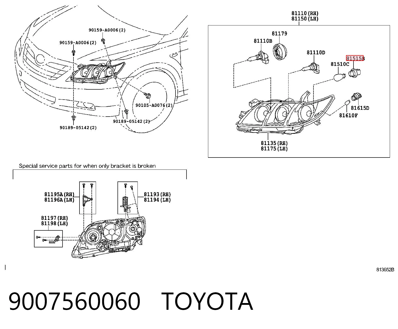 9007560060 Toyota Цоколь (патрон) лампочки указателя поворотов