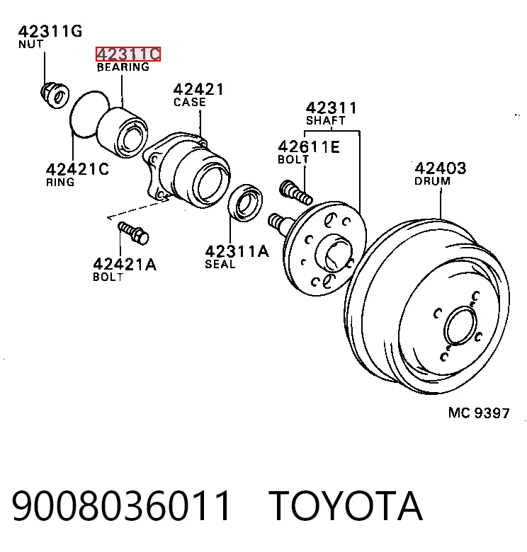 9008036011 Toyota Подшипник ступицы задней