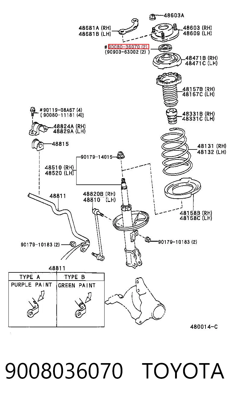 9008036070 Toyota Подшипник верхней опоры