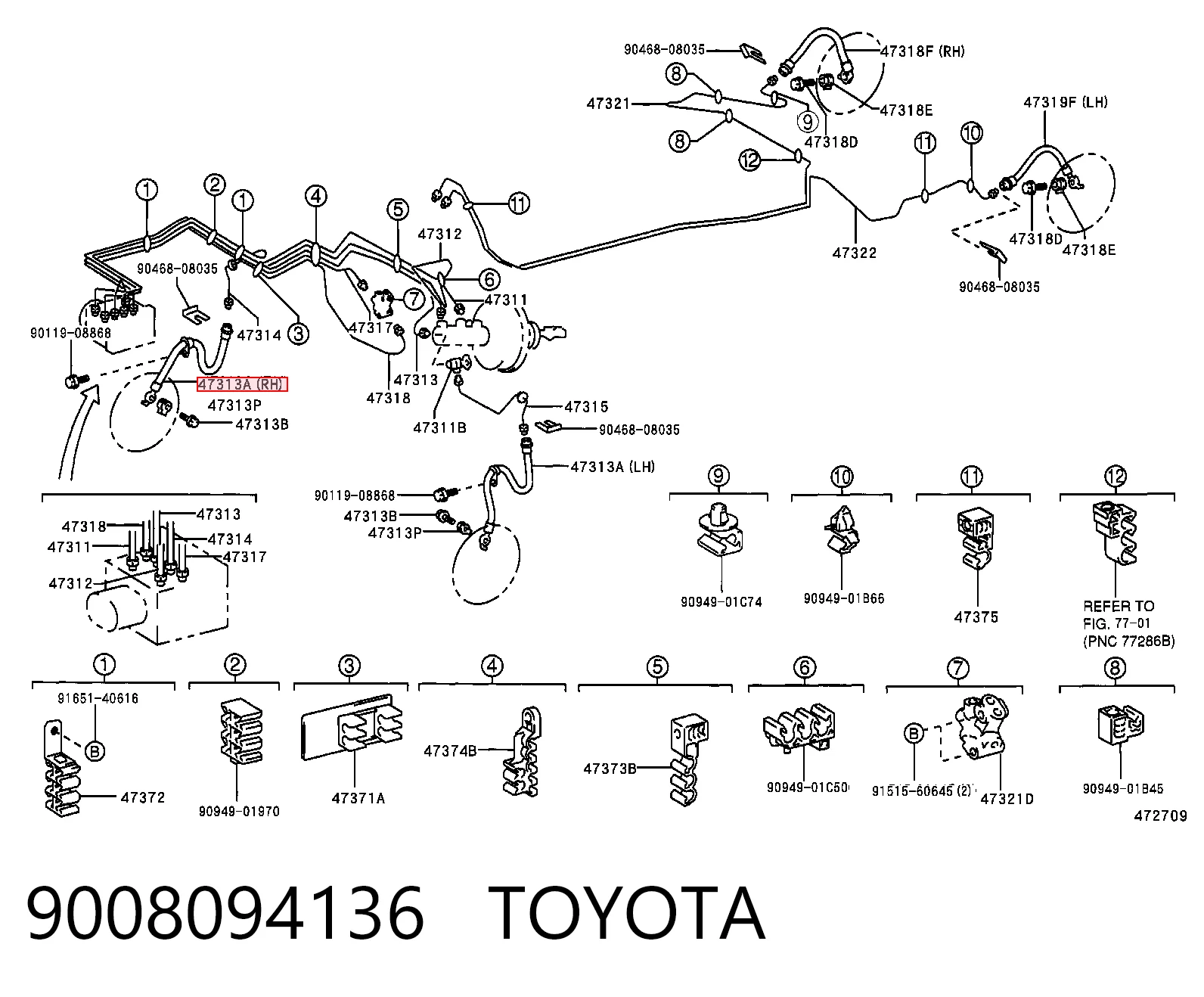 9008094136 Toyota Шланг тормозной передний правый