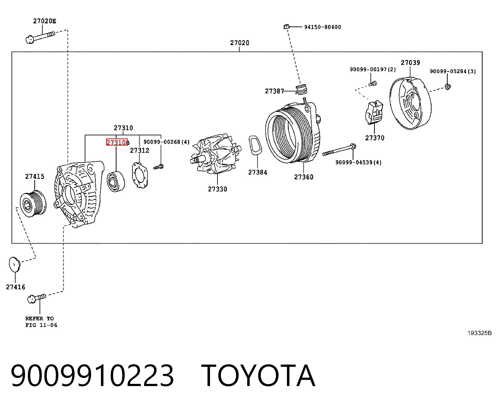 9009910223 Toyota Подшипник для генератора