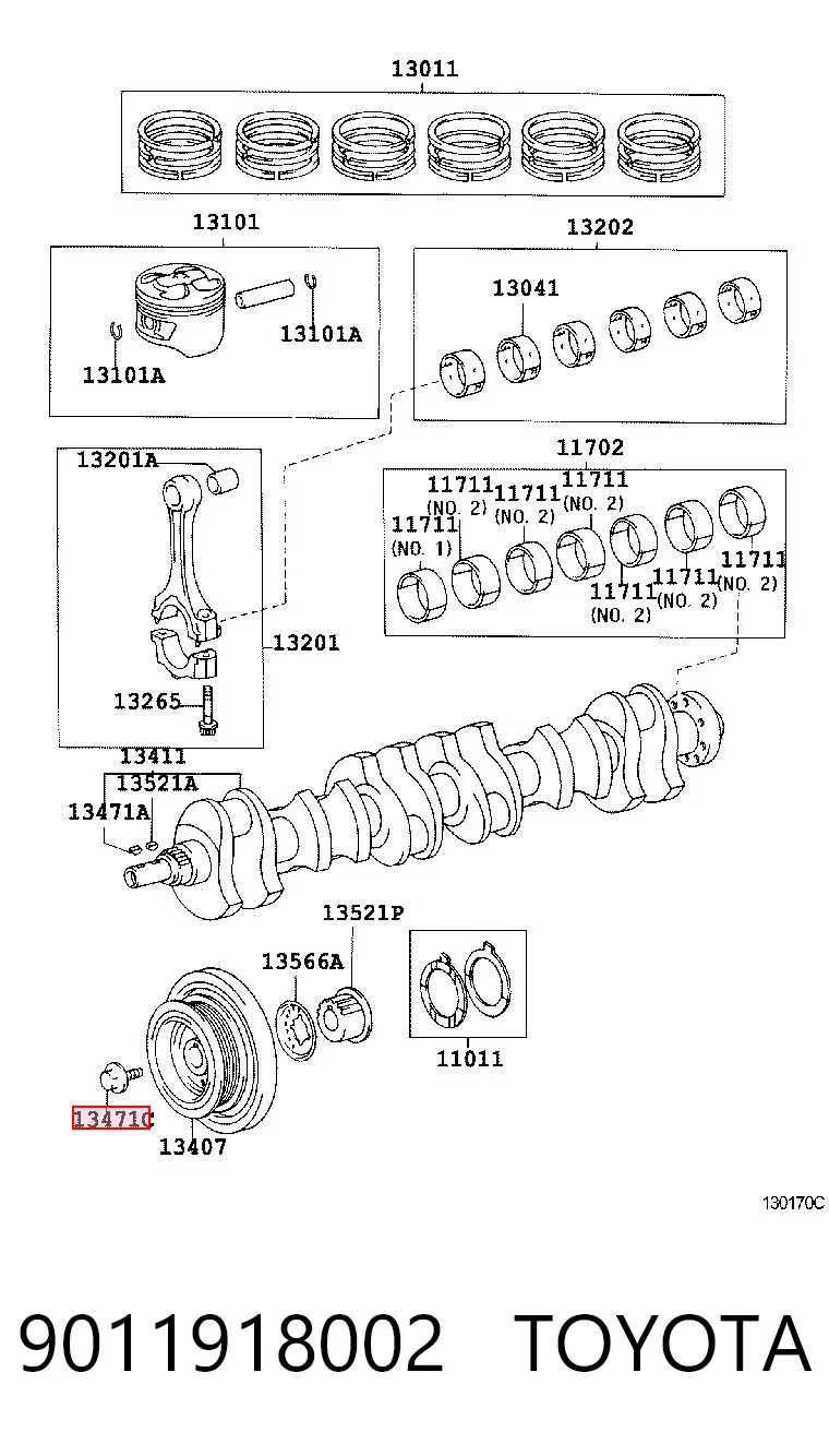 9011918002 Toyota Болт коленвала