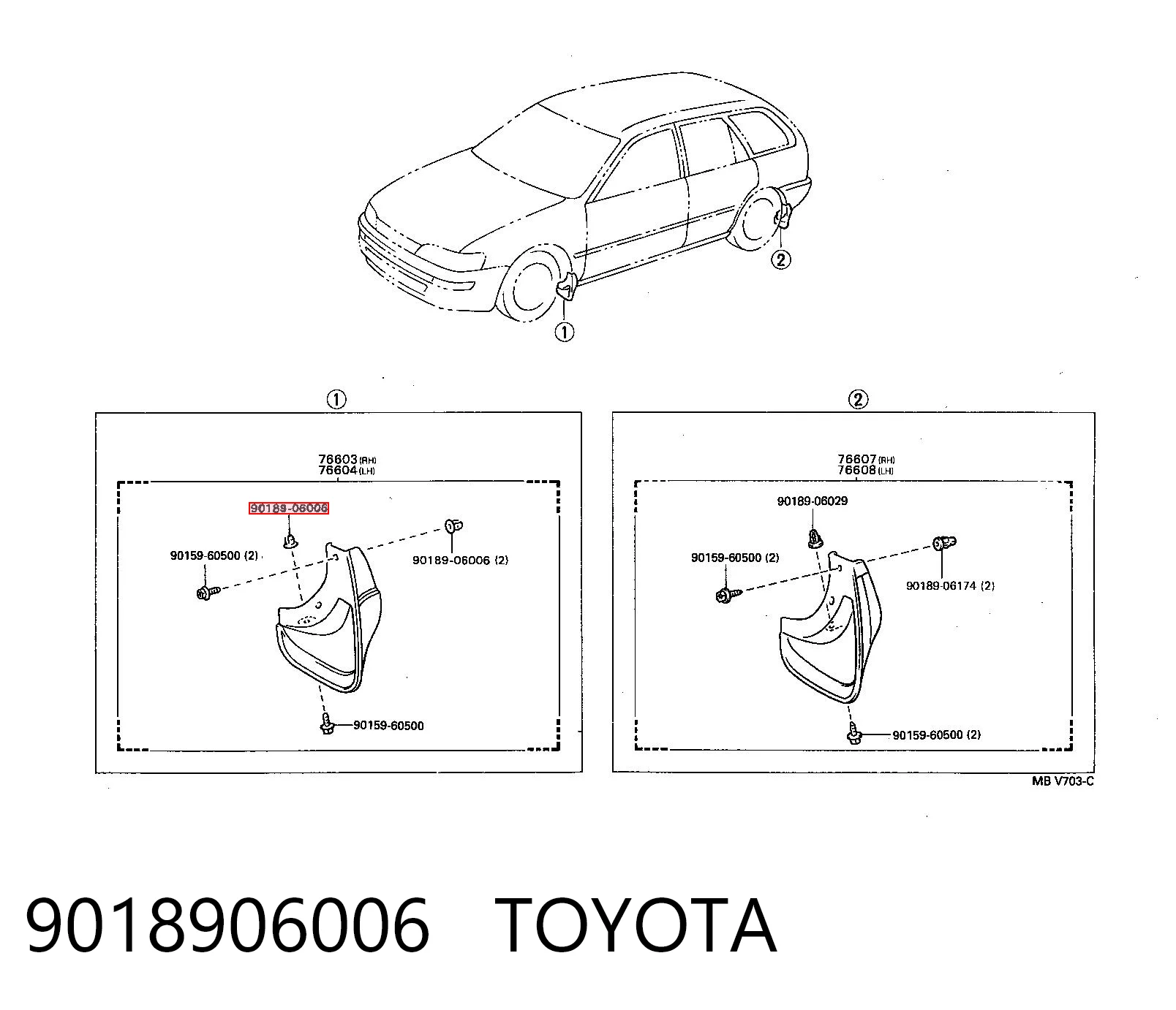 9018906006 Toyota Клип крепления подкрылка переднего крыла