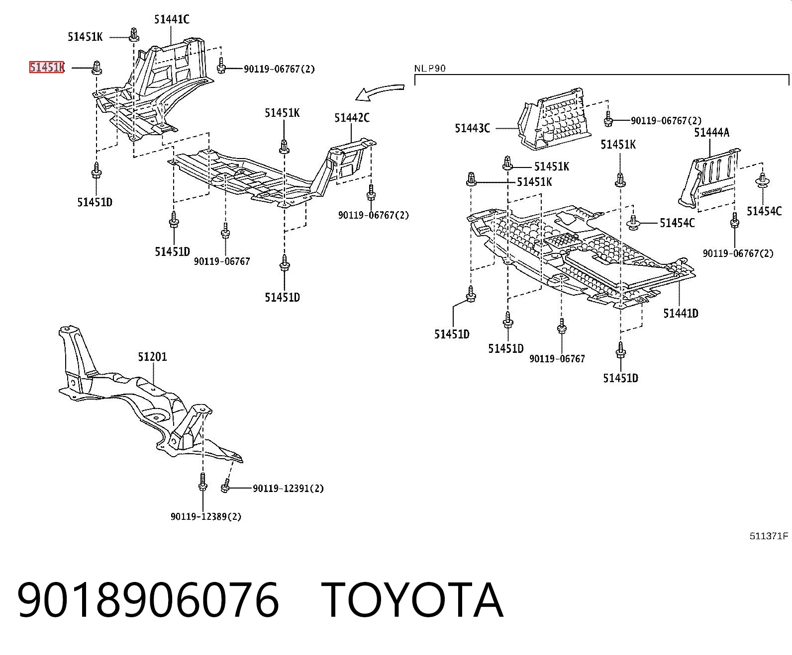9018906076 Toyota Клип крепления подкрылка переднего крыла