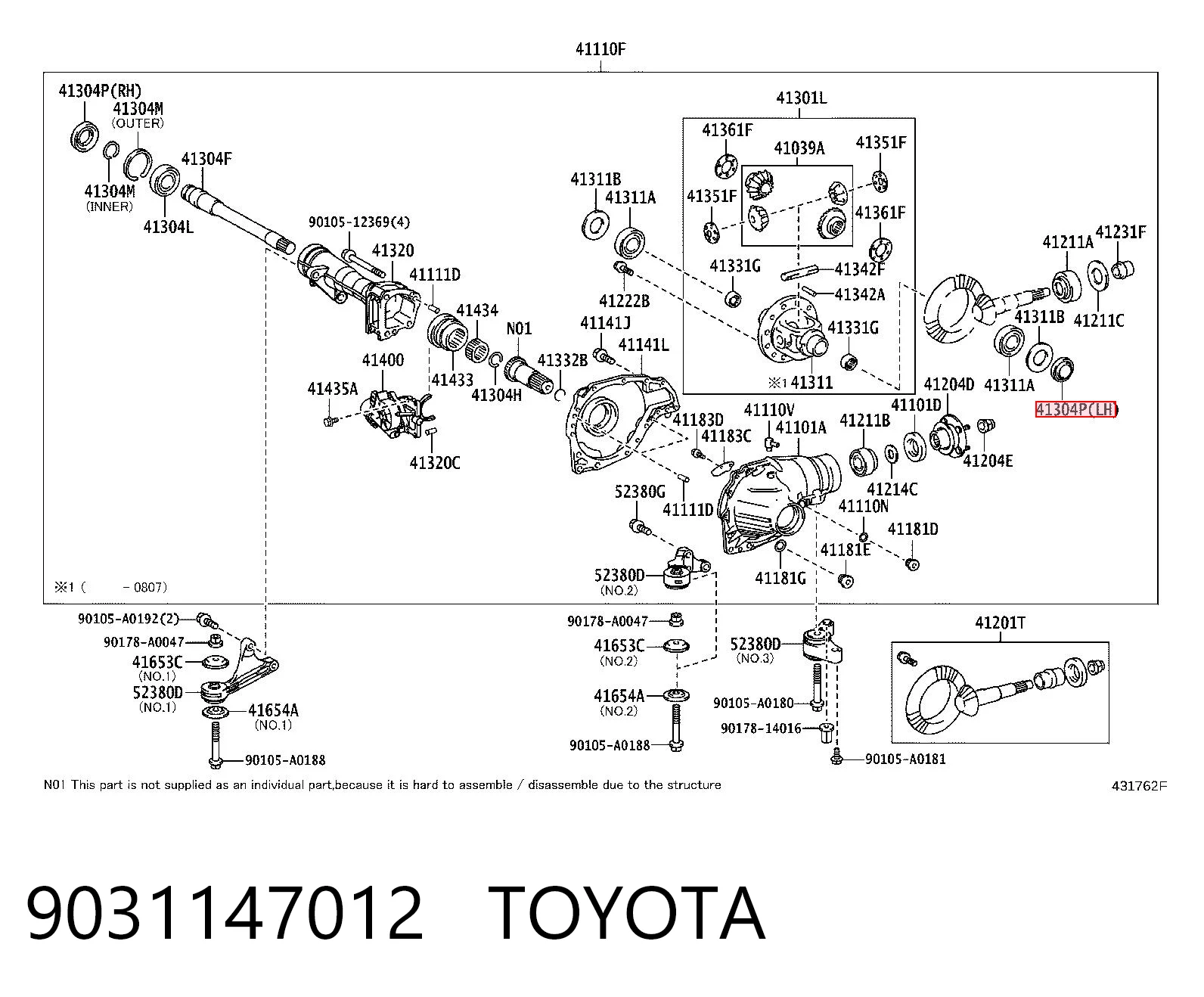 Левый сальник полуоси T1381 Musashi