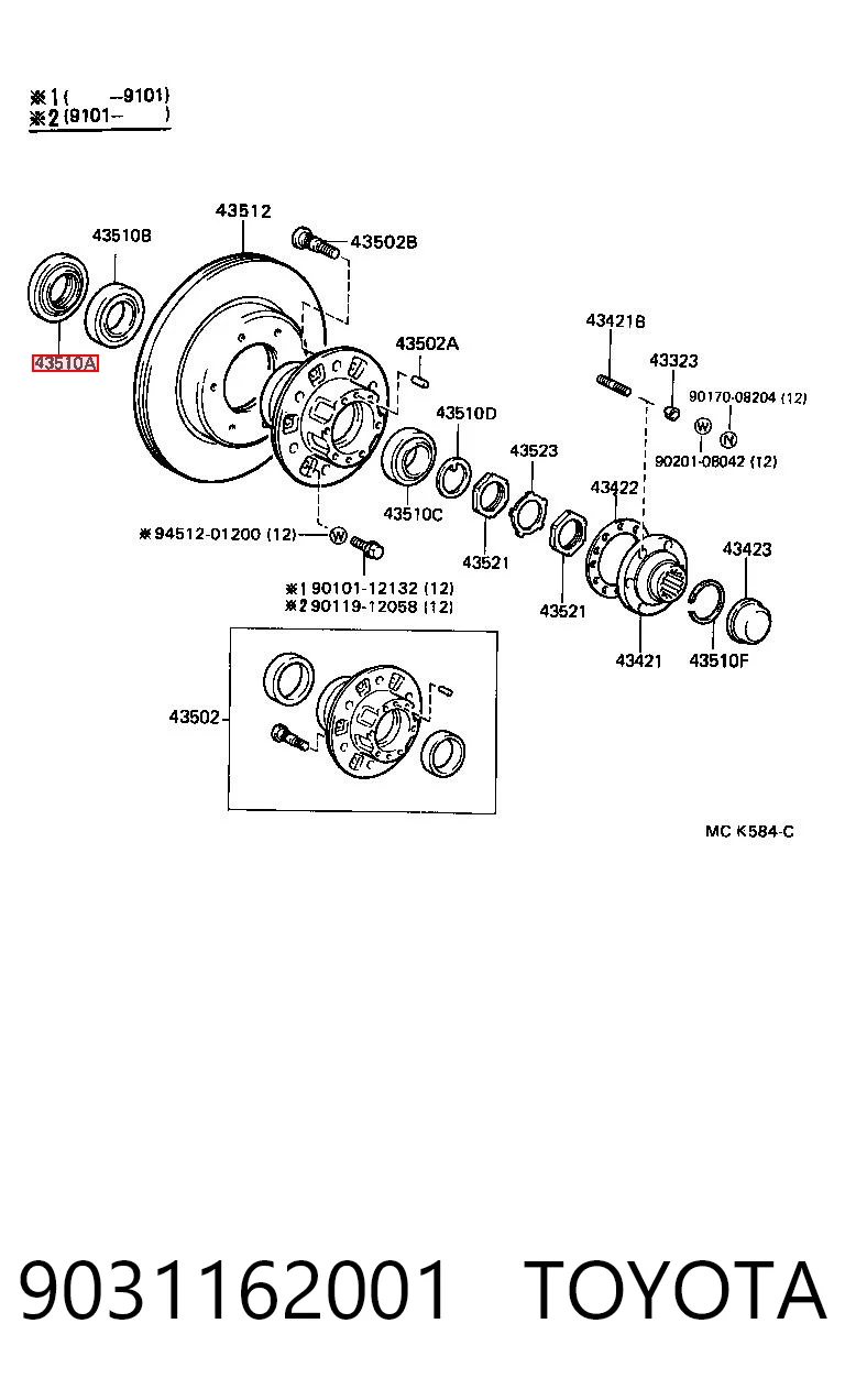 9031162001 Toyota Сальник передней ступицы внешний