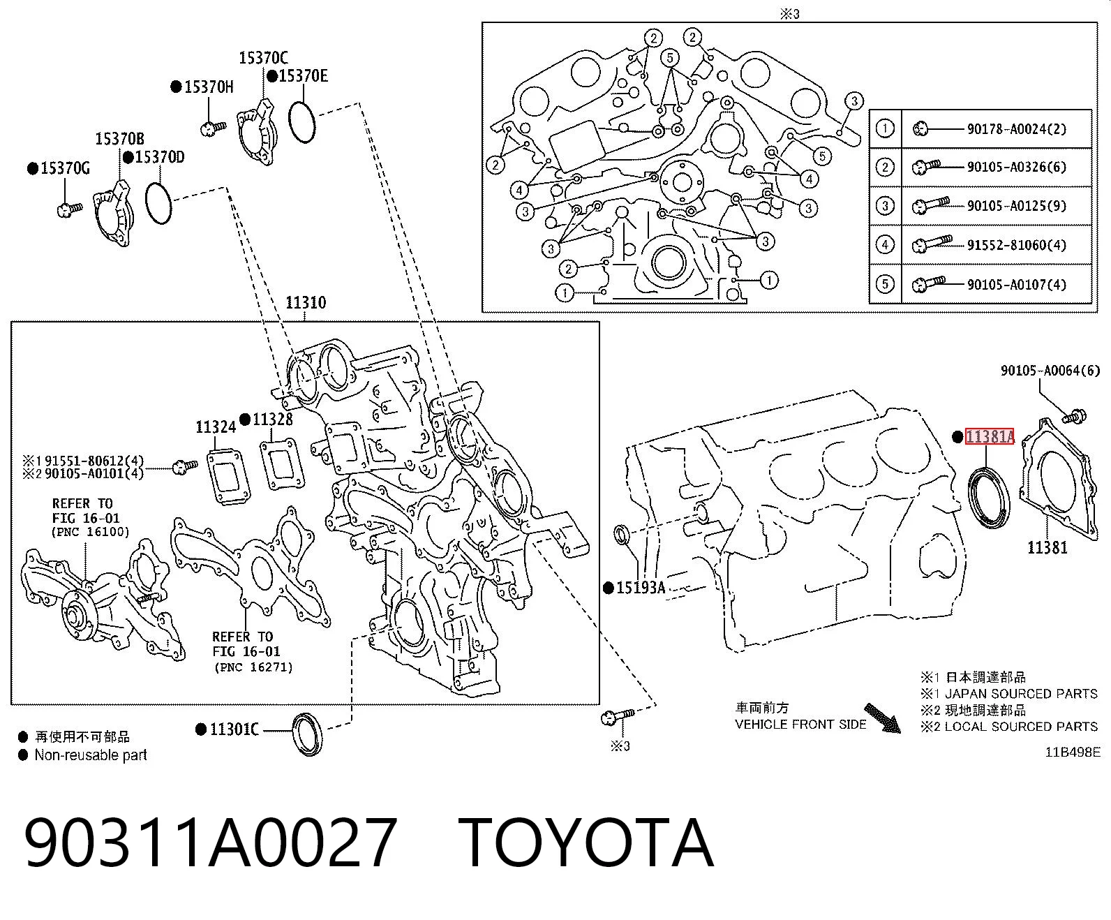 90311A0027 Toyota Сальник коленвала двигателя, задний