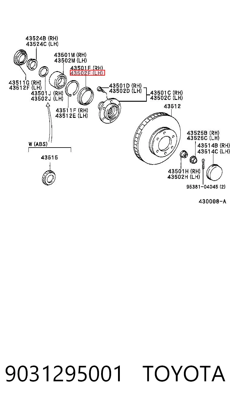 9031295001 Toyota Сальник передней ступицы