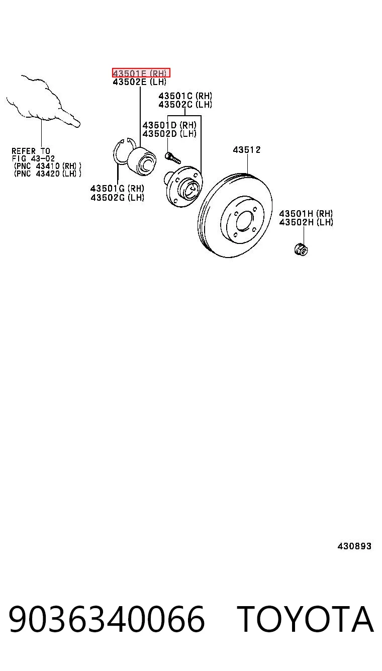 9036340066 Toyota Подшипник ступицы передней
