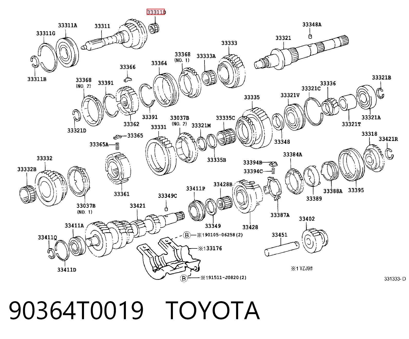 Подшипник первичного вала КПП Toyota Hiace IV автобус (H1, H2) (1995 - 2011) цена, от 13.35 USD
