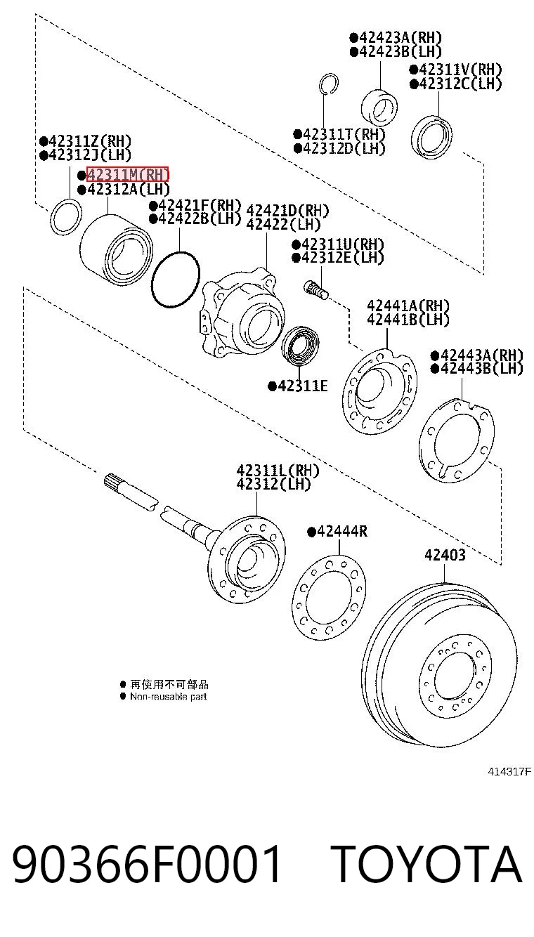 90366F0001 Toyota Подшипник ступицы задней