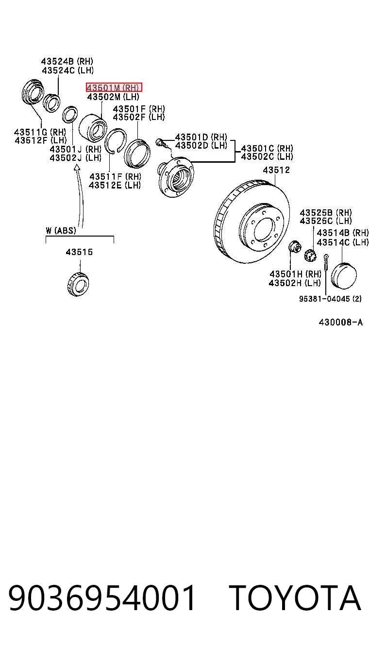 9036954001 Toyota Подшипник ступицы передней