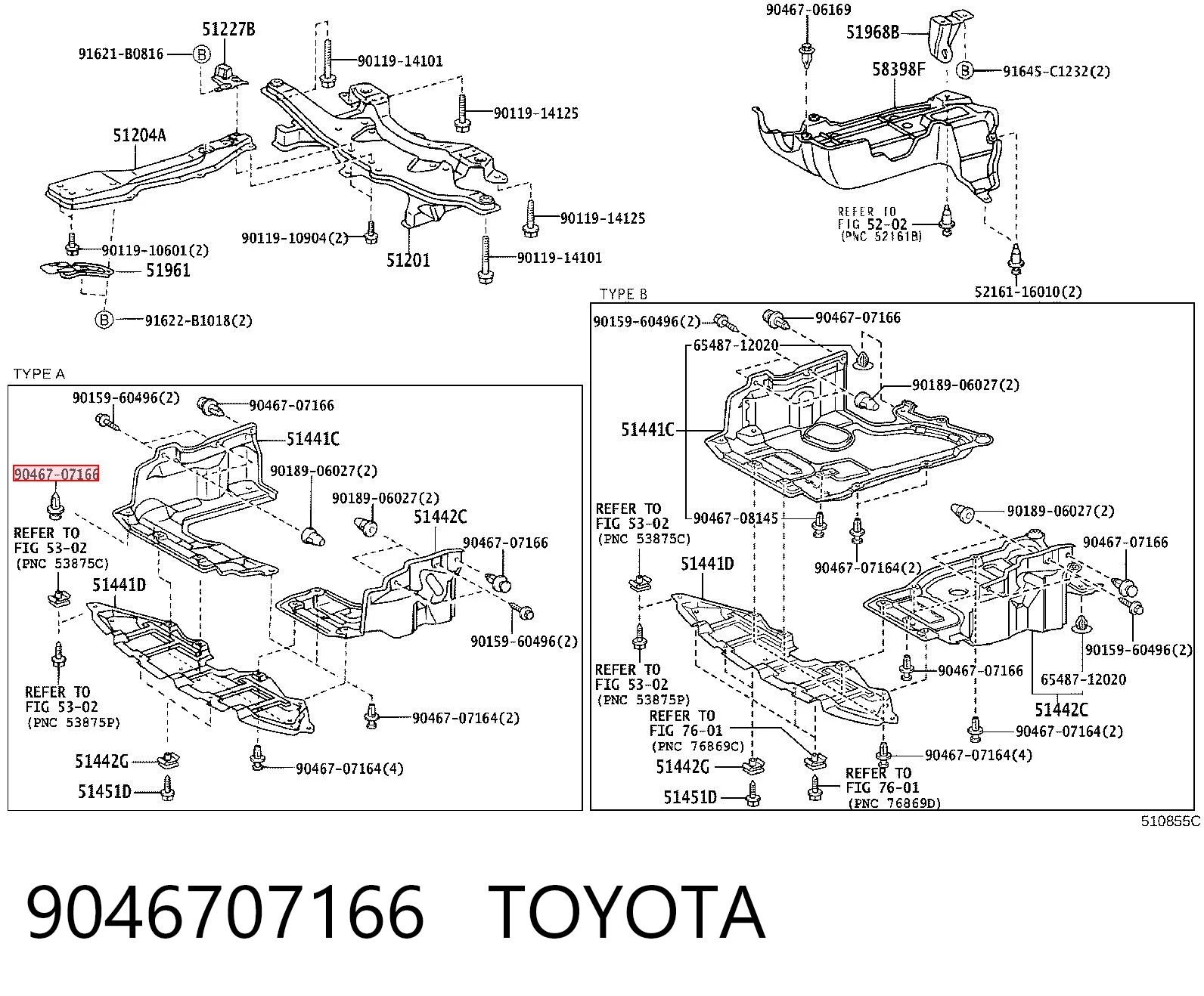 9046707166 Toyota Клип крепления подкрылка переднего крыла