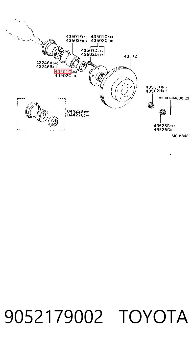 9052179002 Toyota Кольцо стопорное подшипника передней ступицы