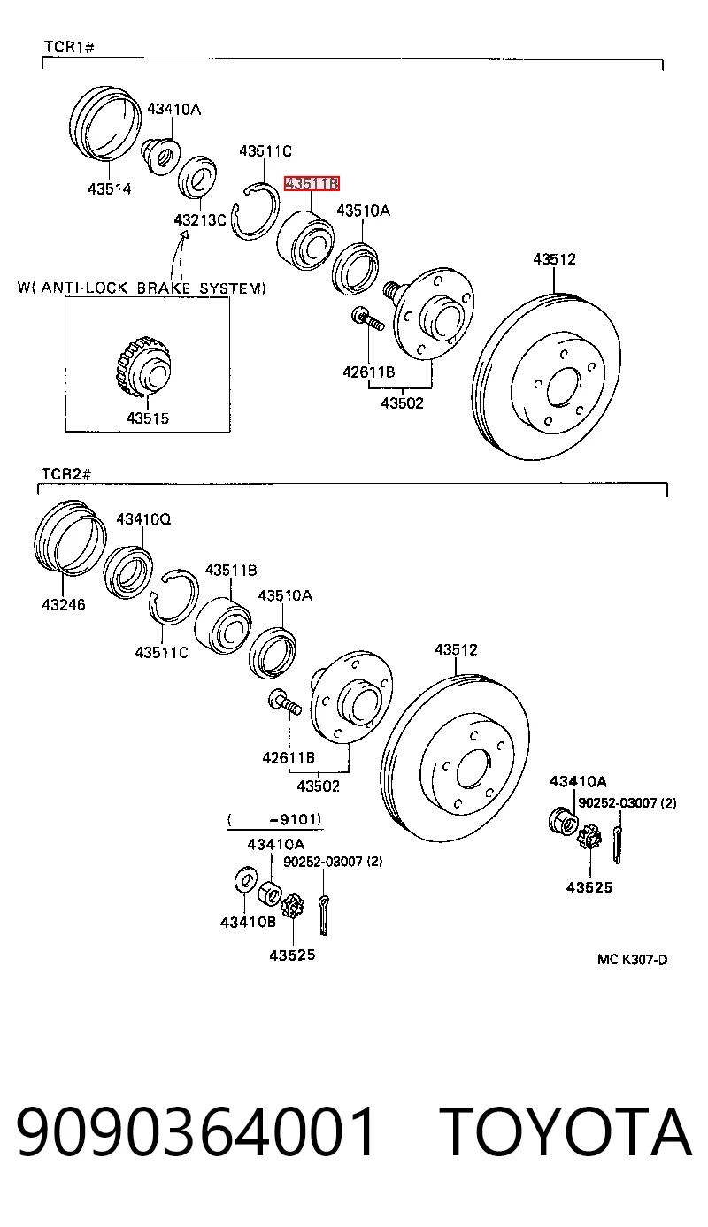 9090364001 Toyota Подшипник ступицы передней