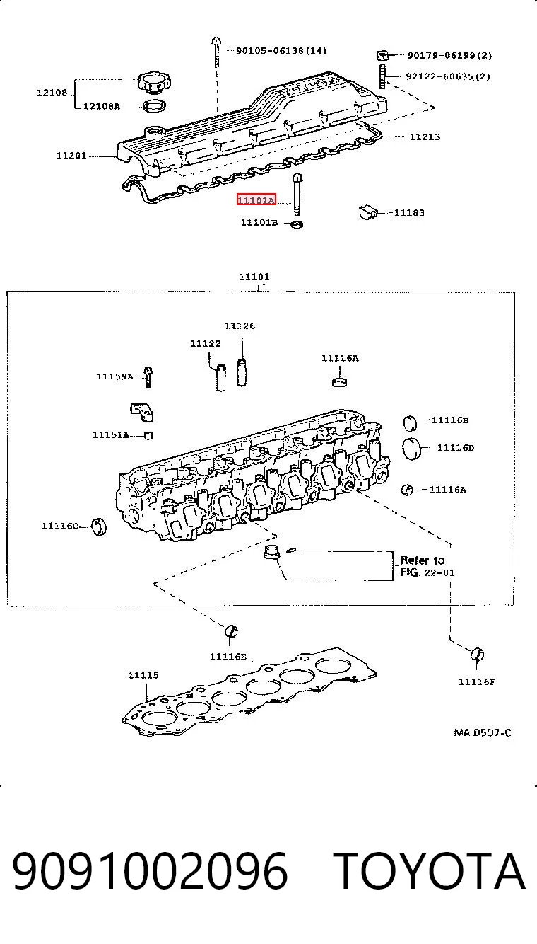 9091002096 Toyota Болт крепления головки блока цилиндров