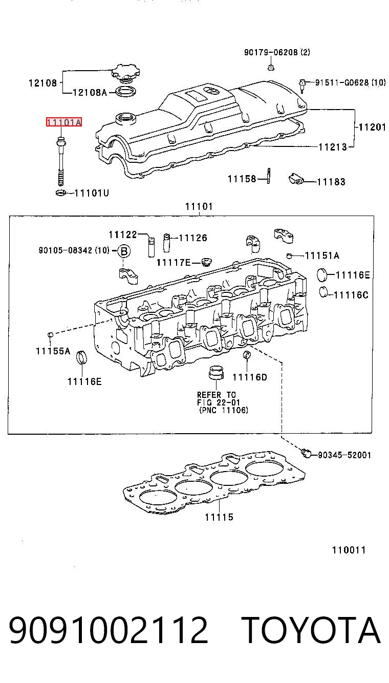 9091002112 Toyota Болт крепления головки блока цилиндров