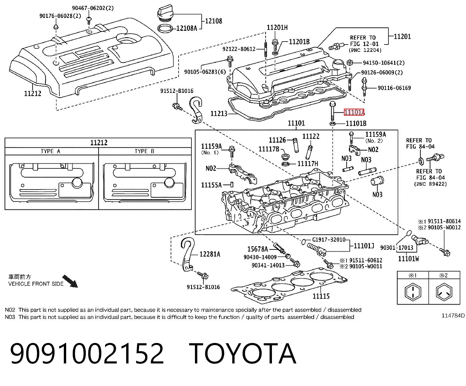 9091002152 Toyota Болт крепления головки блока цилиндров