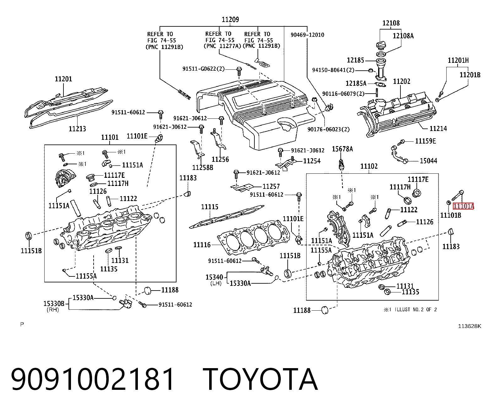 9091002181 Toyota Болт крепления головки блока цилиндров
