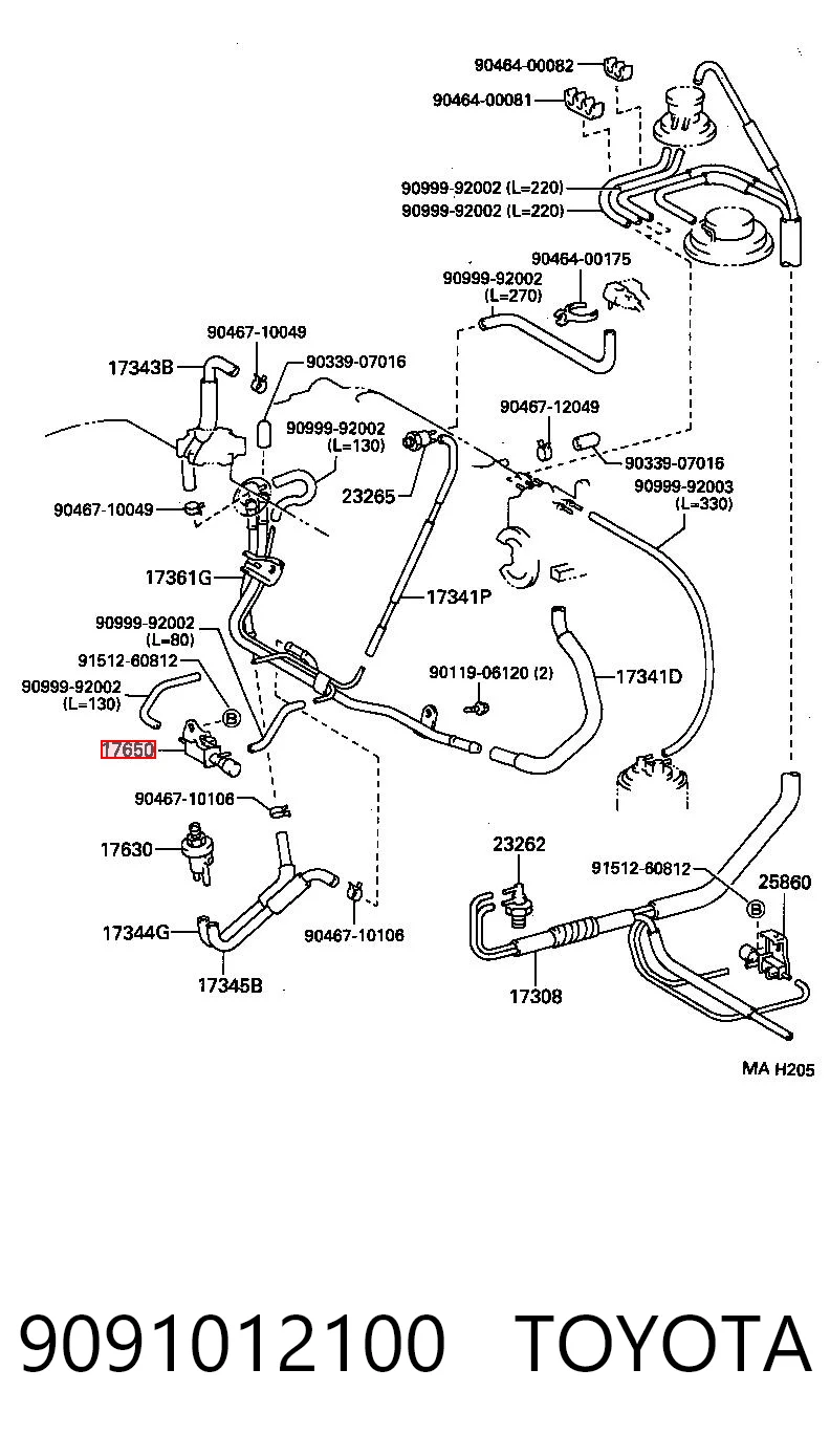 9091012100 Toyota Клапан вентиляции газов топливного бака