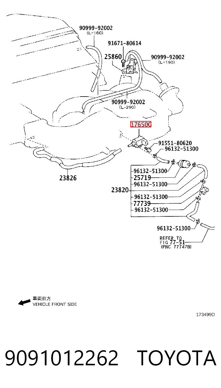9091012262 Toyota Соленоид давления наддува