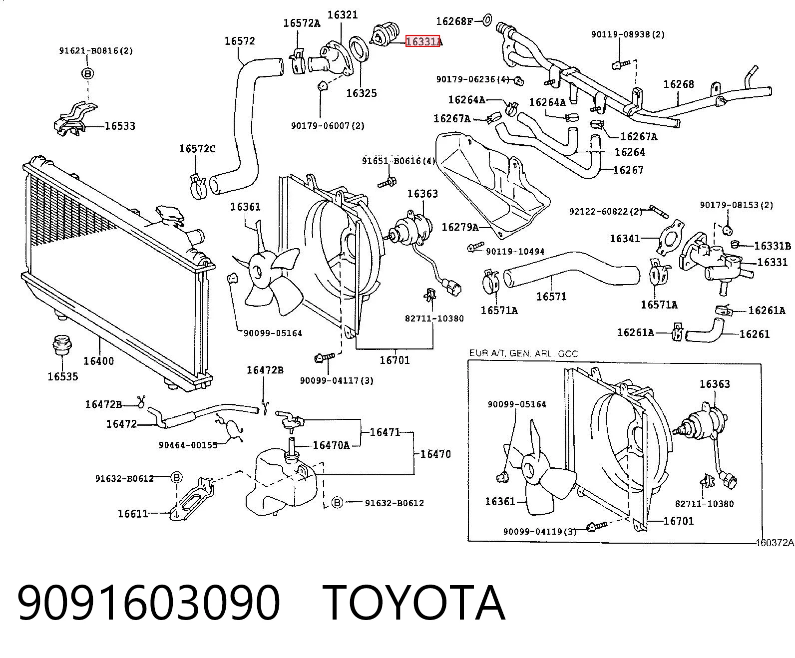 9091603090 Toyota Авто термостат