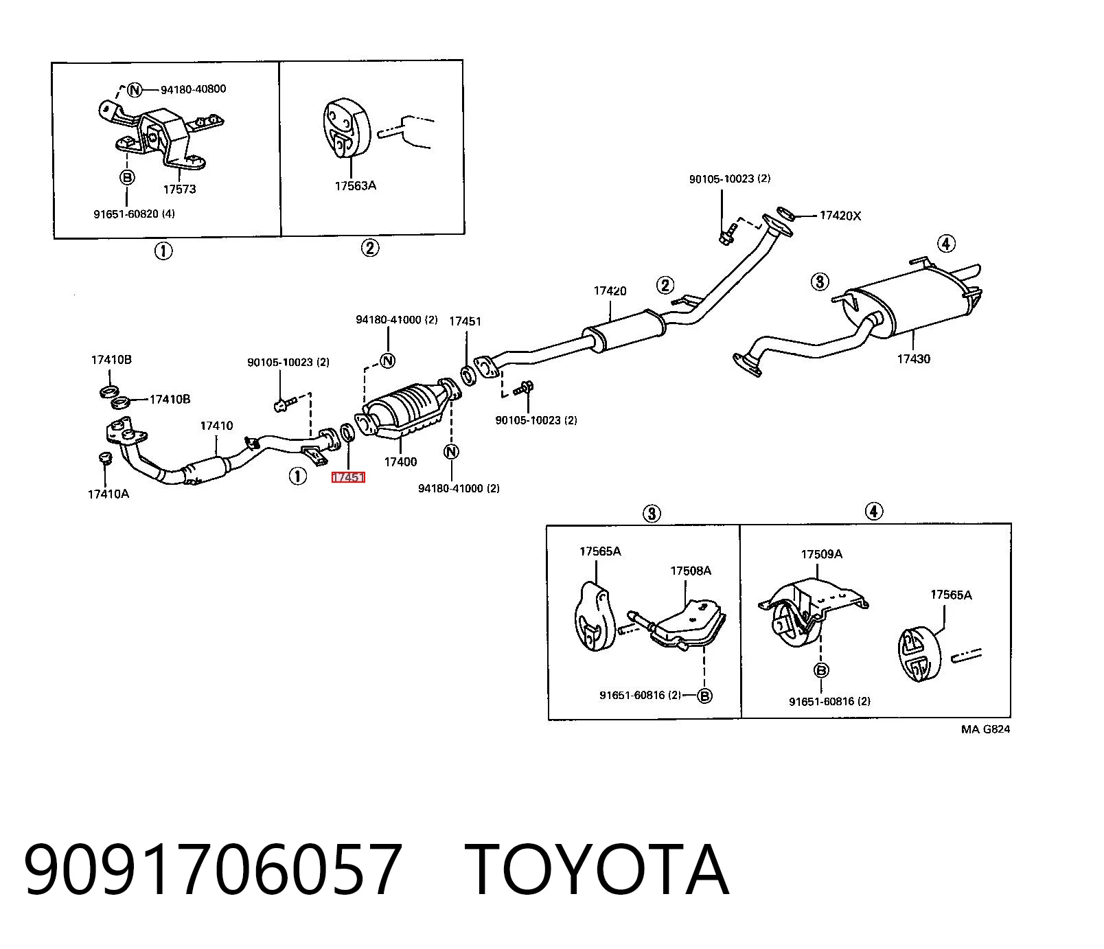 9091706057 Toyota Прокладка монтажная, глушителя