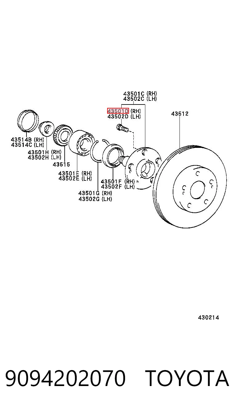 9094202070 Toyota Болт крепления колеса передний