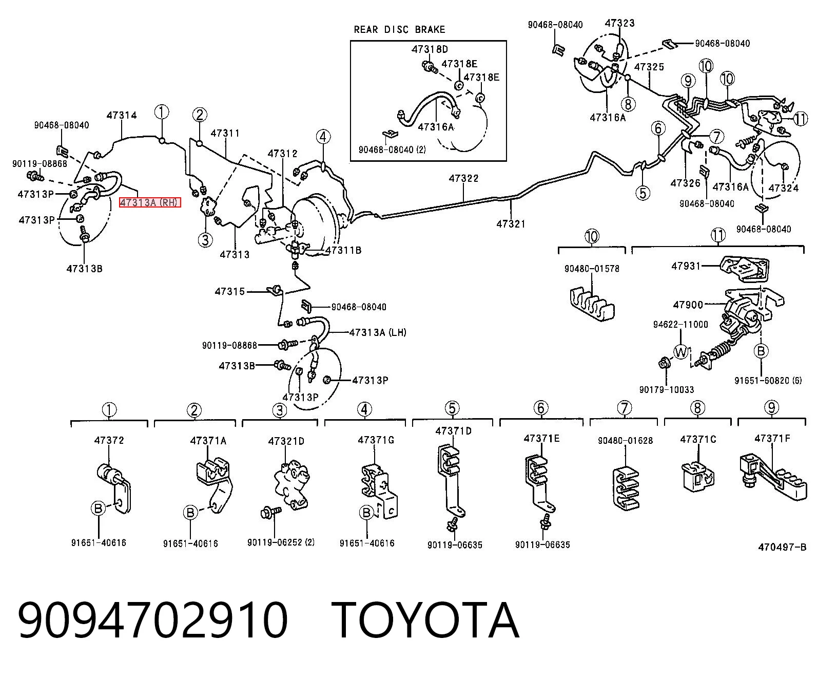 9094702910 Toyota Шланг тормозной передний правый