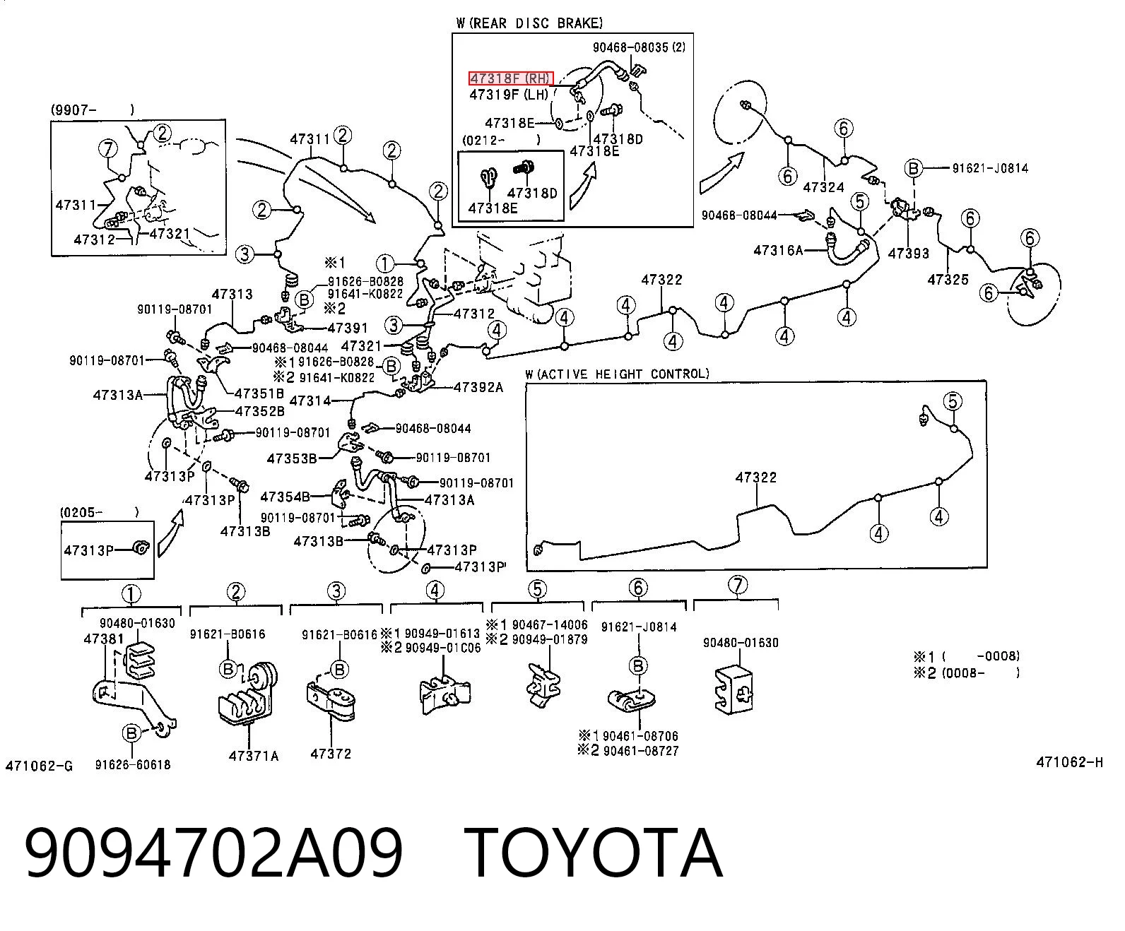 9094702A09 Toyota Шланг тормозной задний правый