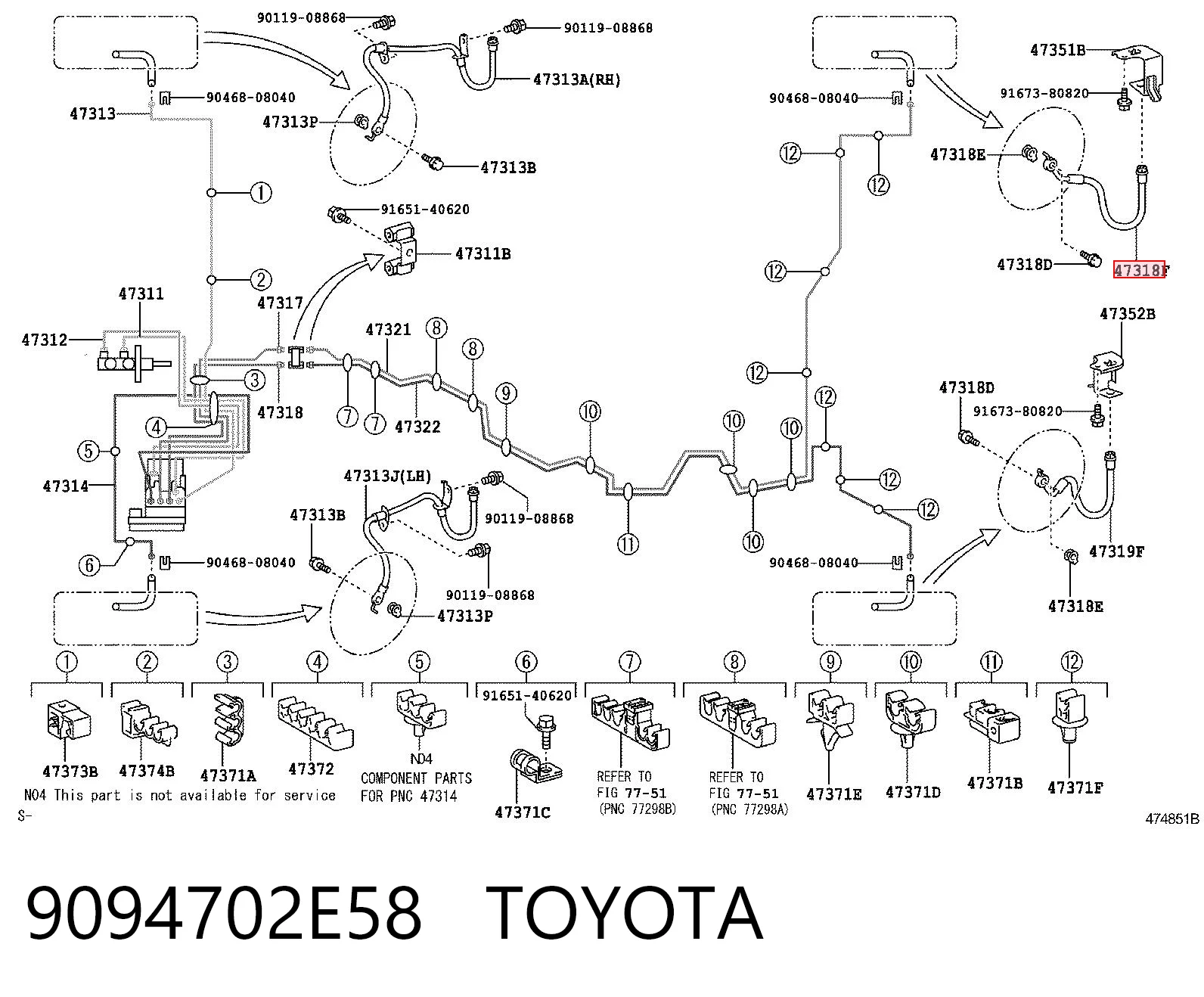 9094702E58 Toyota Шланг тормозной задний правый