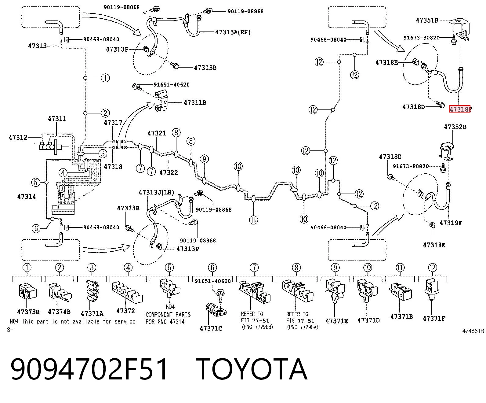 9094702F51 Toyota Шланг тормозной задний правый