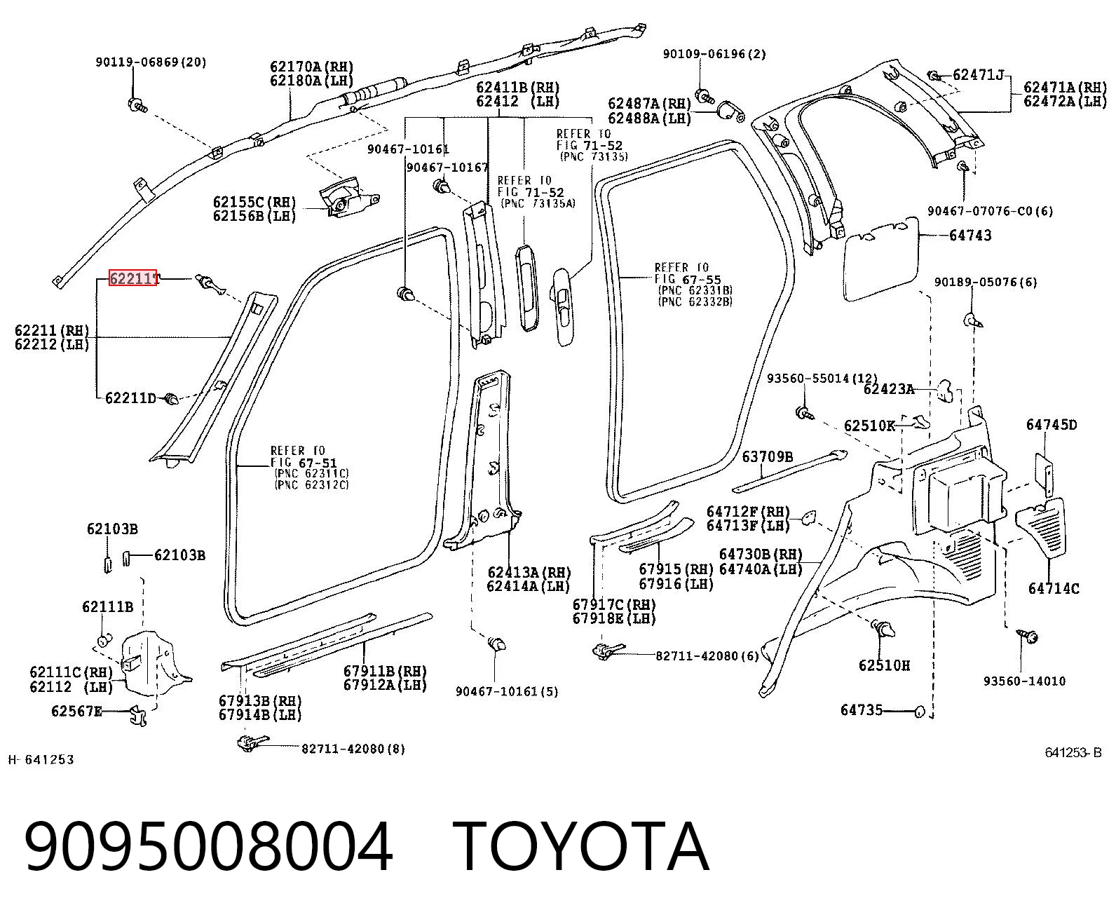 9095008004 Toyota Пистон (клип) крепления обшивки двери