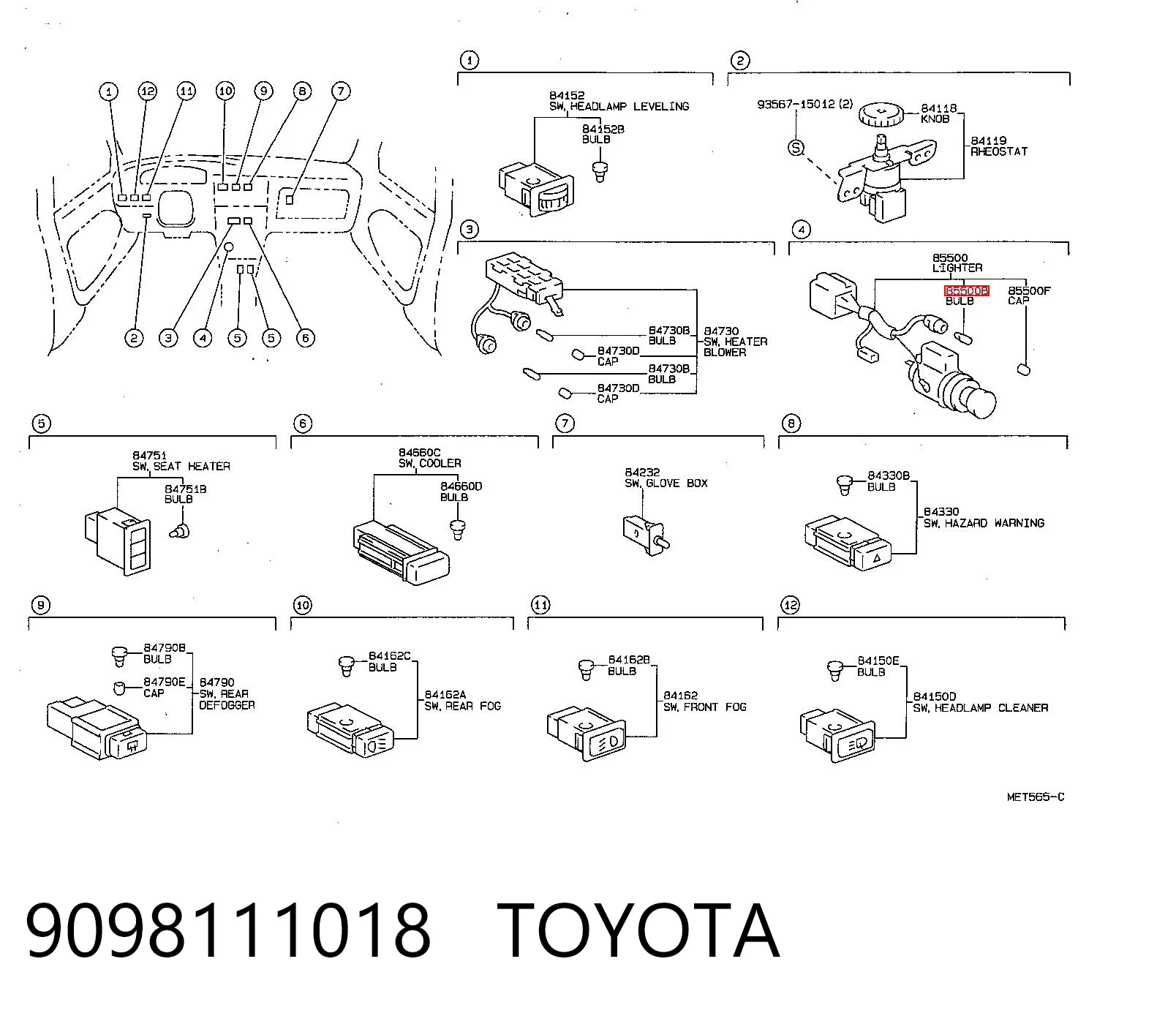 Лампочка панели приборов 1354870 DAF